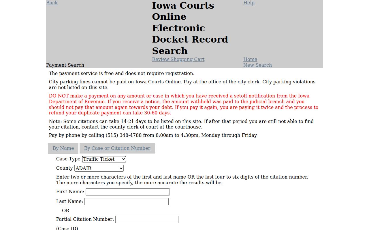 Lyon County warrant lookup name and citation controls