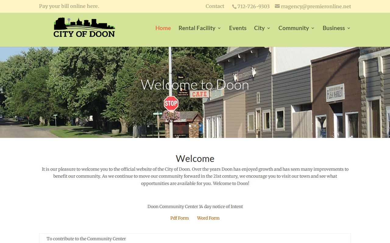 Official Doon website with community and city department context