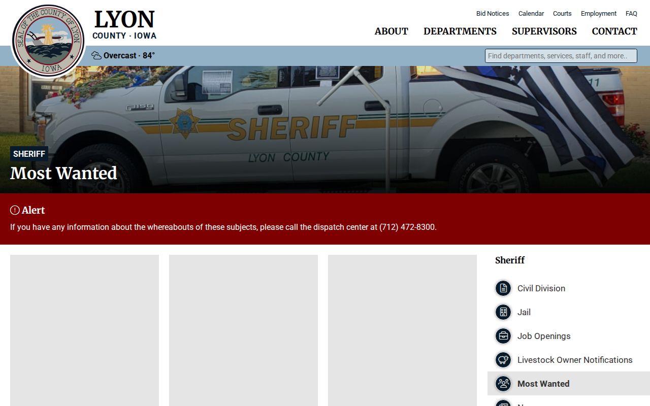 Lyon County most wanted list official sheriff page